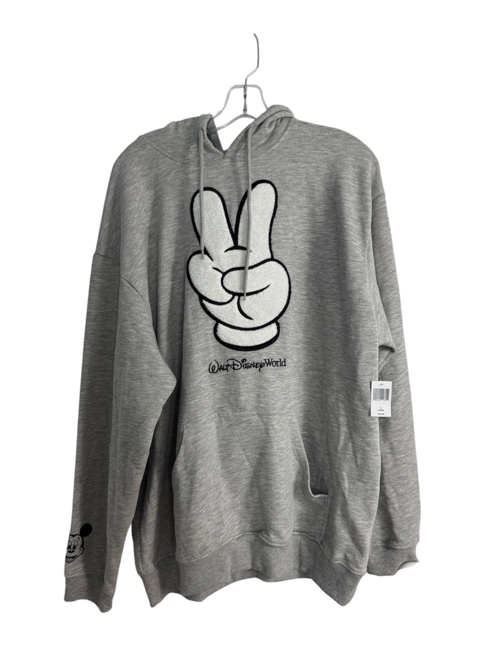 NWT Walt Disney World Peace Sign Hoodie Gray Size Large